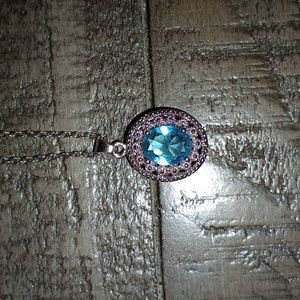 Blue topaz and cz necklace